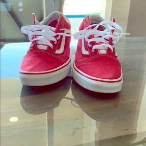 Red and white old school vans